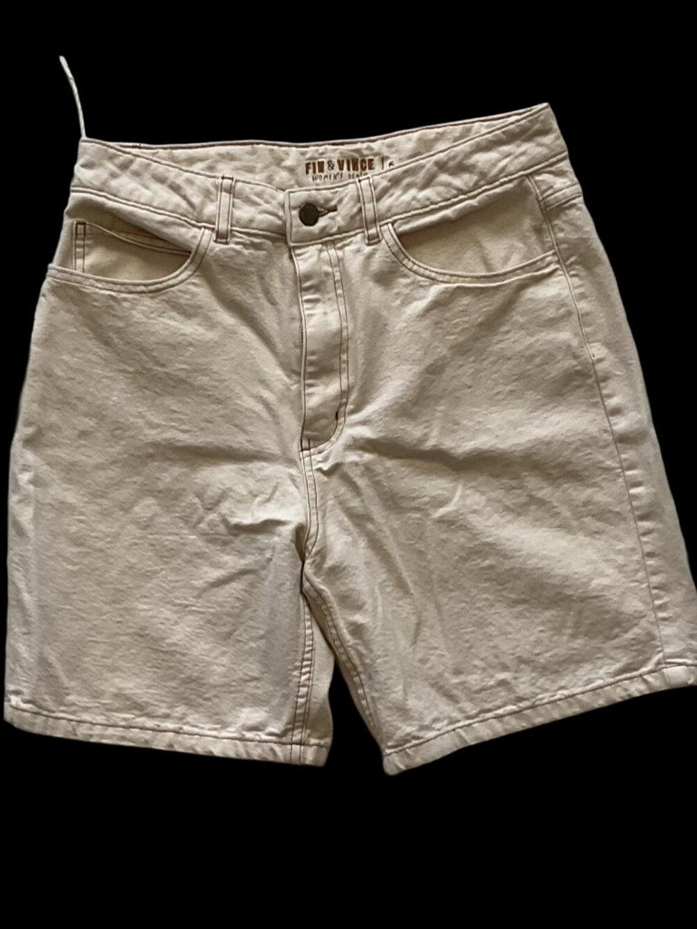 Fin & Vince "F&V" Cream Denim Shorts, Size 6 NWOT